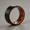 R Bague tungstène brossée bois personnalisable