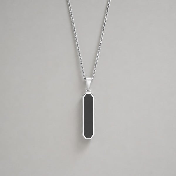 Pendentif personnalise collier homme femme couple barre resine noir acier personnaliser