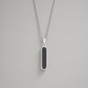 Pendentif personnalise collier homme femme couple barre resine noir acier personnaliser
