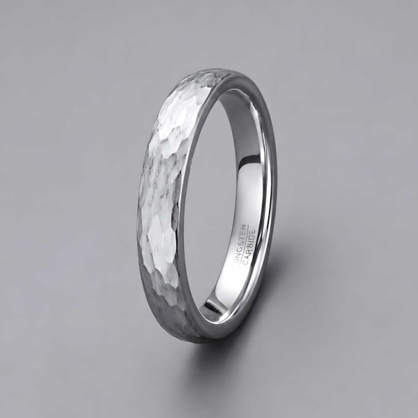 6mm Bague mariage homme tungstene martelee personnalisable