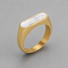 M Bague chevalière en acier inoxydable 316L plaqué or avec résine noire
