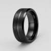 N Bague homme acier anneau noir brosse ligne bleue a graver
