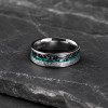 Personaliseerbare trouwring van titanium en turkoois, graveren mogelijk