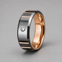 Men's Tungsten Ring with Zircon Gear Grooves – Polished Finish