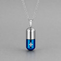 Collana con ciondolo da uomo personalizzata Scatola con capsula in acciaio croce da incidere personalizza
