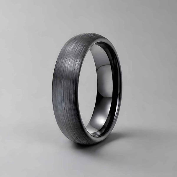 6mm Bague mariage ceramique dome brosse personnalisable