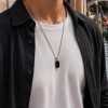 Pendentif personnalise collier homme femme couple resine noir acier personnaliser