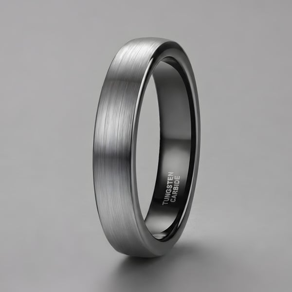 4mm Bague personnalisee dome brosse tungstene alliance