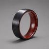 Bague alliance en fibre de carbone et bois poirier massif – Élégance naturelle