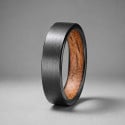 Bague Alliance Tungstène Noir & Bois de Chêne 6 mm