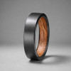 Bague Alliance Tungstène Noir & Bois de Chêne 6 mm