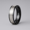 1 Bague homme anneau tungstene noir ligne brosse personnalisable