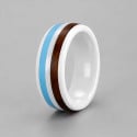 Bague céramique blanche ligne bois