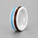 Bague céramique blanche ligne bois