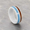Bague céramique blanche ligne bois