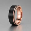 Bague de mariage tungstène noire rainurée (Dupliqué)