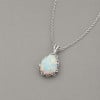 Pendentif collier argent rhodie goutte eau opale