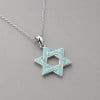 Pendentif chaine argent rhodie etoile de david opale