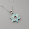 Pendentif chaine argent rhodie etoile de david opale