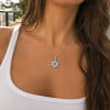 Pendentif chaine argent rhodie etoile de david opale
