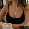 Pendentif chaine argent rhodie opale zirconium