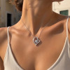 Pendentif collier coeur argent zirconium