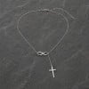 Rhodiated silver infinity cross necklace pendant