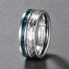 Bague homme en carbure de tungstène turquoise et corne – 8 mm
