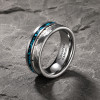 Anello uomo in carburo di tungsteno turchese e corno – 8 mm