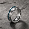 Bague homme en carbure de tungstène turquoise et corne – 8 mm