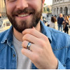 Bague homme en carbure de tungstène turquoise et corne – 8 mm