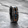 Bague homme en carbure de tungstène noir et pierre minérale – 8 mm
