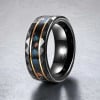 Bague homme en carbure de tungstène noir et pierre minérale – 8 mm
