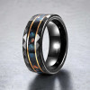 Bague homme en carbure de tungstène noir et pierre minérale – 8 mm