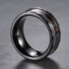 Bague homme en carbure de tungstène noir et pierre minérale – 8 mm