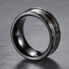 Bague homme en carbure de tungstène noir et pierre minérale – 8 mm