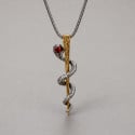 Men's silver pendant Asclepios snake stick