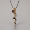 Men's silver pendant Asclepios snake stick