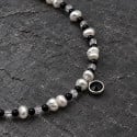 Black onyx freshwater pearl necklace with laminated gold clasp