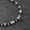 Black onyx freshwater pearl necklace with laminated gold clasp