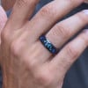 6mm Bague personnalisee alliance tungstene opale bleue