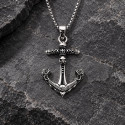 Pendentif argent 925 ancre viking pirate tete de mort