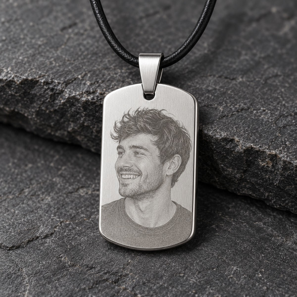 Pendentif personnalise homme plaque militaire en tungstene personnaliser