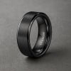 Men's Black Titanium Brushed Band Ring