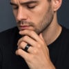 Men's Black Titanium Brushed Band Ring