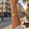 Gourmette fine en acier doré personnalisable – avec cœur élégant (Dupliqué)