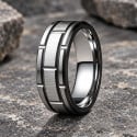 Bague homme anneau tungstene rainure rouage personnalisable