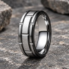 Bague homme anneau tungstene rainure rouage personnalisable