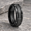 N Bague homme anneau tungstene rainure rouage personnalisable