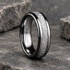Bague mariage personnalisee alliance dome tungstene fibre blanche
